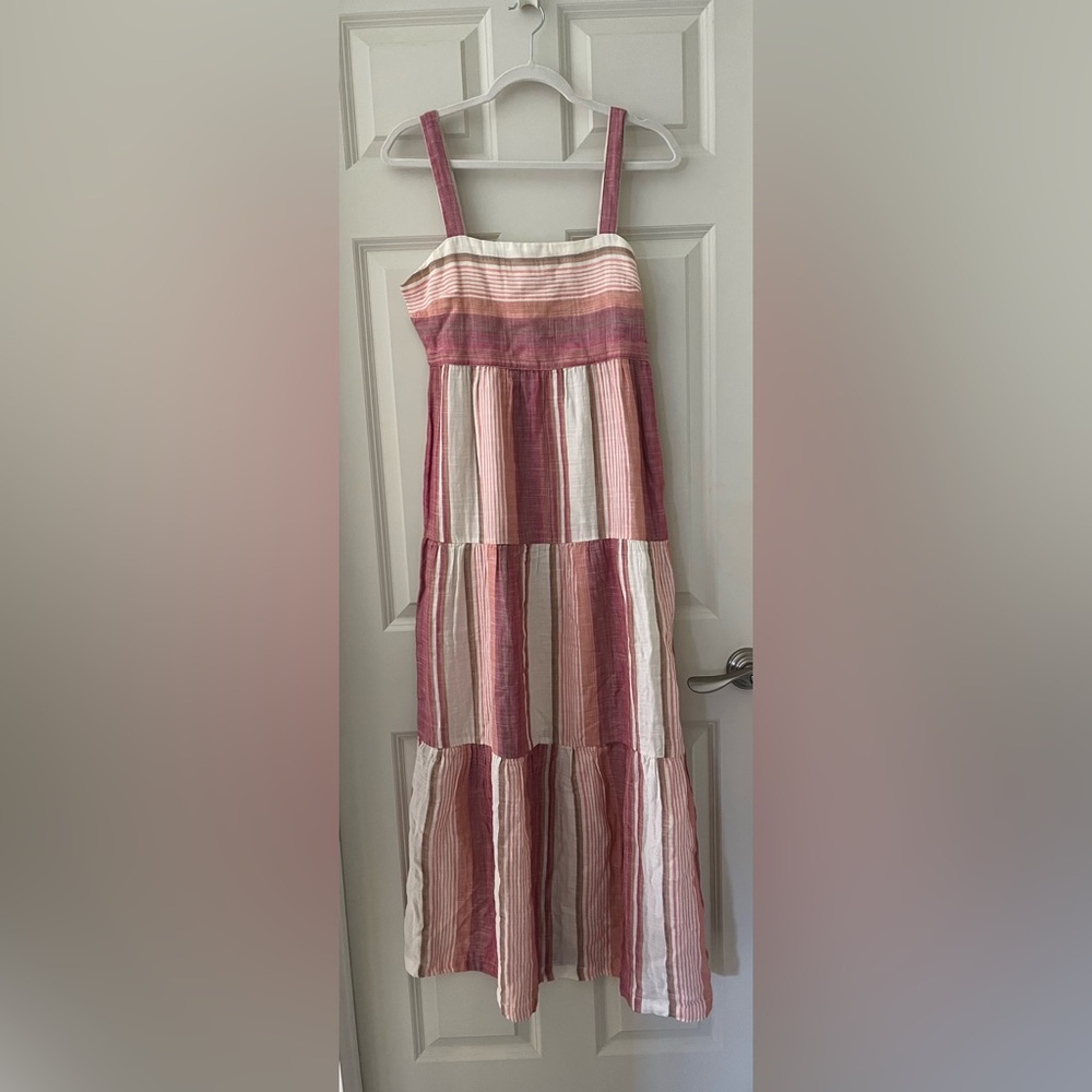 NWT Faherty Sarah Tiered Maxi Dress Sleeveless Sundress organic cotton S Boho